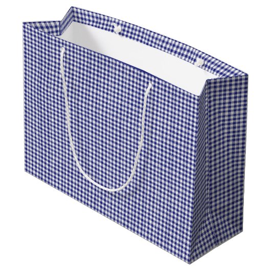 Blue-White Gingham-GIFT BAG L Large Cadeautasje (Achterkant Gekanteld)