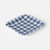 Blue White Gingham Pattern Papieren Bordje (Gebogen)