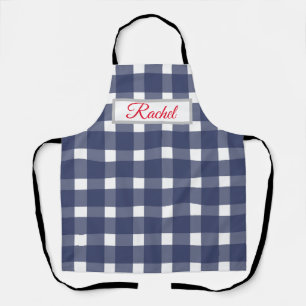 Blue White Gingham Personalized Schort