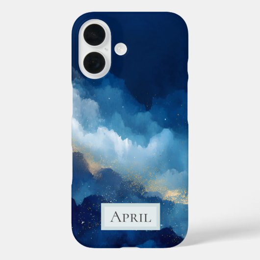 Blue, White & Gold Abstract Case-Mate iPhone Case (Achterkant)