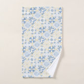 Blue White Gold Geometric Tile Chinoiserie Bad Handdoek (Handdoek)