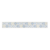 Blue White Gold Geometric Tile Chinoiserie Grosgrain Lint (Voorkant)