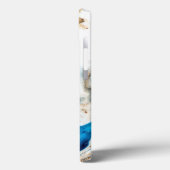 Blue White Gold Marble Abstract Art Monogram Case-Mate iPhone Case (Achterkant / Links)