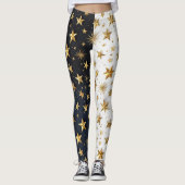 Blue & White Golden Stars Split Leggings (Voorkant)
