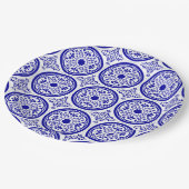 Blue White gothic Tile Pattern Papieren Bordje (Gekanteld)