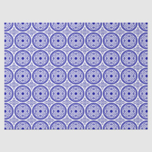 Blue White gothic Tile Pattern Tissuepapier
