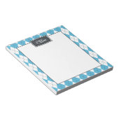 Blue White Grey Argyle met naam Notitieblok (Schuin)