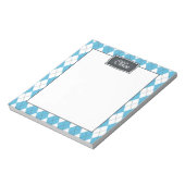 Blue White Grey Argyle met naam Notitieblok (Gedraaid)