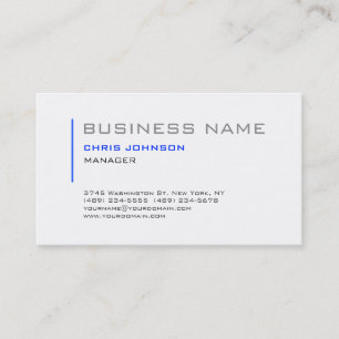Blue & White Grey Charming Manager Visitekaartje