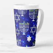 Blue & White Hanukkah Menorah Latte Mok (Rechterhoek)