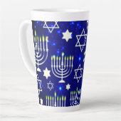 Blue & White Hanukkah Menorah Latte Mok (Linkerhoek)