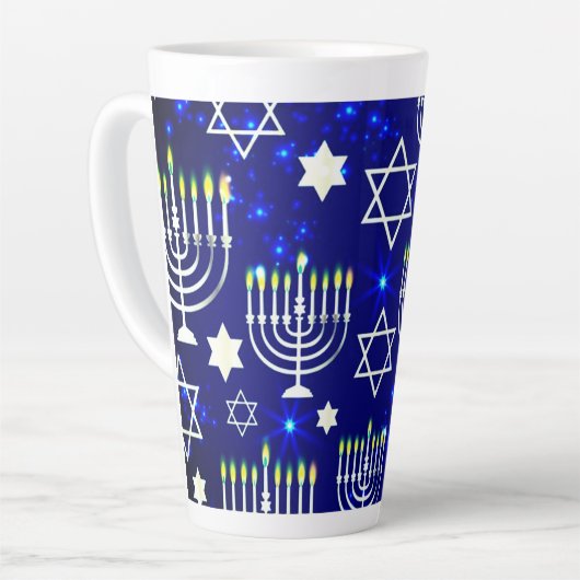 Blue & White Hanukkah Menorah Latte Mok (Linkerhoek)