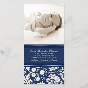 Blue White - Hartelijk dank - Baby shower fotokaar Bedankkaart