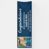 Blue White High School College Afstudeerfoto Spandoek (Verticaal)