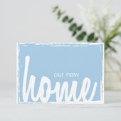 Blue & White Home Key Lock Housewarming Invite Kaart (Staand voorkant)
