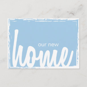 Blue & White Home Key Lock Housewarming Invite Kaart