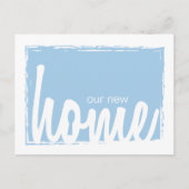 Blue & White Home Key Lock New Home Announge Aankondigingskaart (Voorkant)