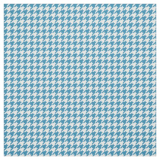 Blue White Houndstooth Pattern Fabric Stof (Swatch)