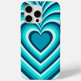 Blue White Hypnotic Heart Love Pattern iPhone 15 Pro Max Hoesje