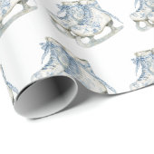 Blue White Ice Skates Christmas Cadeaupapier (Rol Hoek)