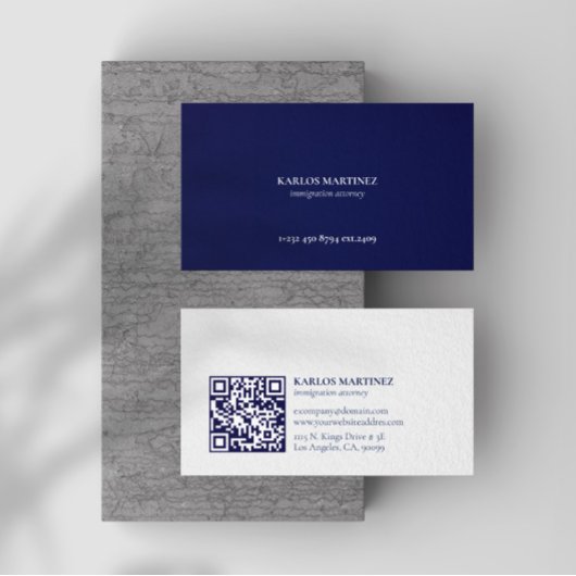 Blue & White Immigration Attorney QR-code Visitekaartje