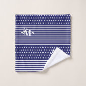Blue White Independence Day Star & Strig Monogram (Gant de toilette)