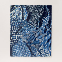 Blue White Indigo Fabrics Legpuzzel