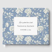 Blue White Ivory Flowers Wedding Gastenboek (Voorkant)