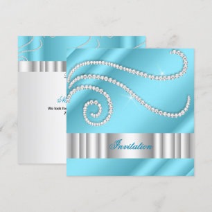 Blue White Jewel diamant Silver Birthday Party Kaart