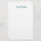 Blue White Jouw naam kalligrafie Uniek minimalisti Briefpapier (Voorkant / Achterkant)