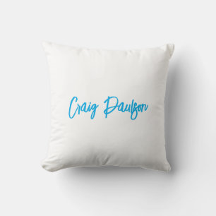 Blue White Jouw naam kalligrafie Uniek minimalisti Kussen