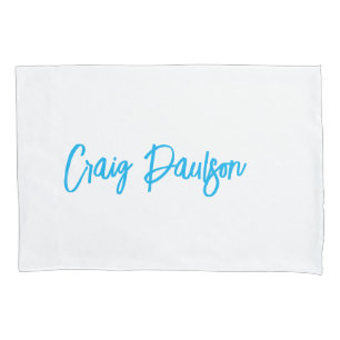 Blue White Jouw naam kalligrafie Uniek minimalisti Kussensloop