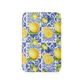 Blue White Lemon Tile Pattern Mediterranean Citrus Badmat (Voorkant Verticaal)