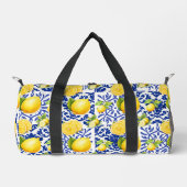 Blue White Lemon Tile Pattern Mediterranean Citrus Plunjezak (Voorkant)
