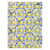Blue White Lemon Tile Pattern Mediterranean Citrus Tafelkleed (Voorkant)