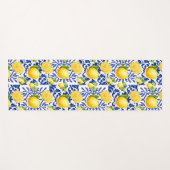 Blue White Lemon Tile Pattern Mediterranean Citrus Yogamat (Voorkant (horizontaal))