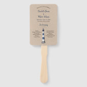 Blue White Lighthouse Kraft Wedding Program Hand F Handwaaier (Voorkant)