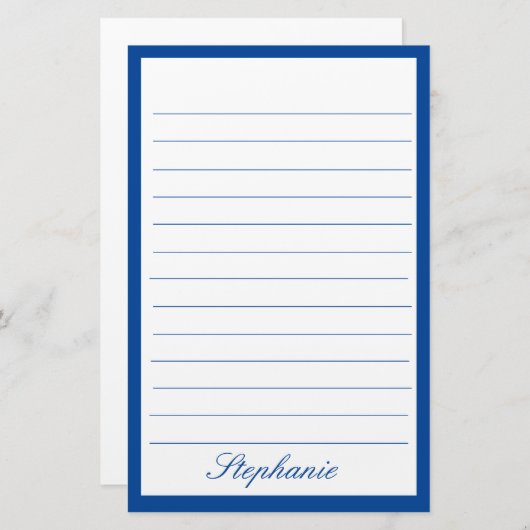 Blue White Lines Frames Monogram Names Custom Briefpapier (Voorkant / Achterkant)