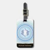 Blue White Mandala Dolphins Bagagelabel (Voorkant verticaal)