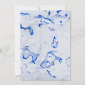 Blue White Marble Marged Wedding Invitation Kaart (Achterkant)