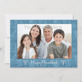 Blue, White Menorahs Hanukkah Photo Card Feestdagenkaart