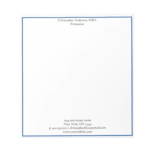 Blue White Minimal Business Professional Notitieblok (Voorkant)