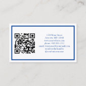 Blue White Minimal Professional Corporate QR-code Visitekaartje (Achterkant)