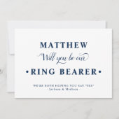 Blue White Minimalist Ring Bearer Proposal Kaart (Voorkant)