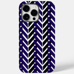 Blue White Modern Chevron Pattern Case-Mate iPhone 14 Pro Max Hoesje