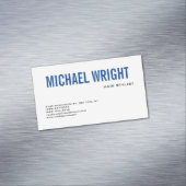 Blue White Modern Plain Simple Minimalist Magnetisch Visitekaartje (Voorbeeld)