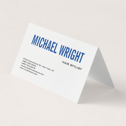 Blue White Modern Plain Simple Minimalist Visitekaartjes (Voorkant)