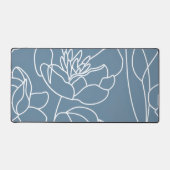 Blue White Modern Wildflower Bureaumat (Voorkant)