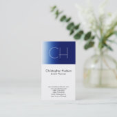 Blue White Monogram Event Planner Visitekaartje (Staand voorkant)