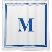 Blue White Monogram Initiaal Aangepaste naam legan Douchegordijn (Voorkant)